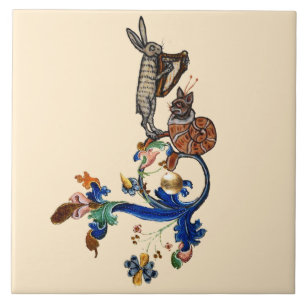 WEIRD MEDIEVAL BESTIARY MUSIC CERAMIC TILE