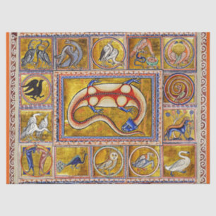 WEIRD MEDIEVAL BESTIARY,SALAMANDER,FOREST ANIMALS TISSUE PAPER