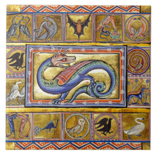 WEIRD MEDIEVAL BESTIARY,SCITALIS LEGENDARY SERPENT CERAMIC TILE