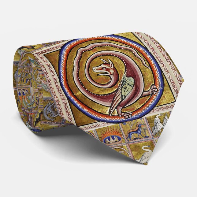 WEIRD MEDIEVAL BESTIARY,SNAKE DRAGON,FANTASY  TIE (Rolled)