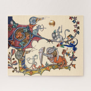 WEIRD MEDIEVAL BESTIARY WAR Snails ,Killer Rabbit Jigsaw Puzzle