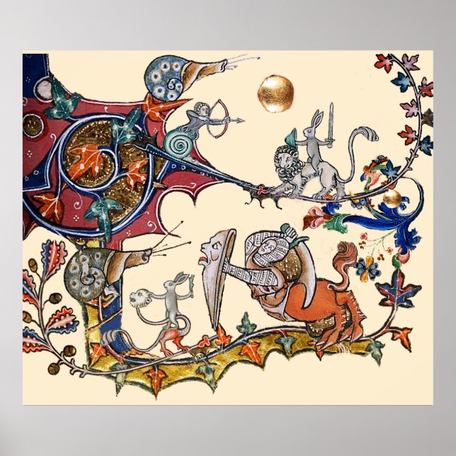 WEIRD MEDIEVAL BESTIARY WAR Snails ,Killer Rabbit Poster (Front)