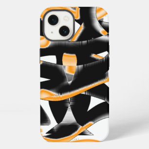 Weird medley of burnt tapes, orange white scratch iPhone 13 case
