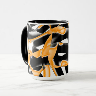 Weird medley of burnt tapes, orange white scratch mug
