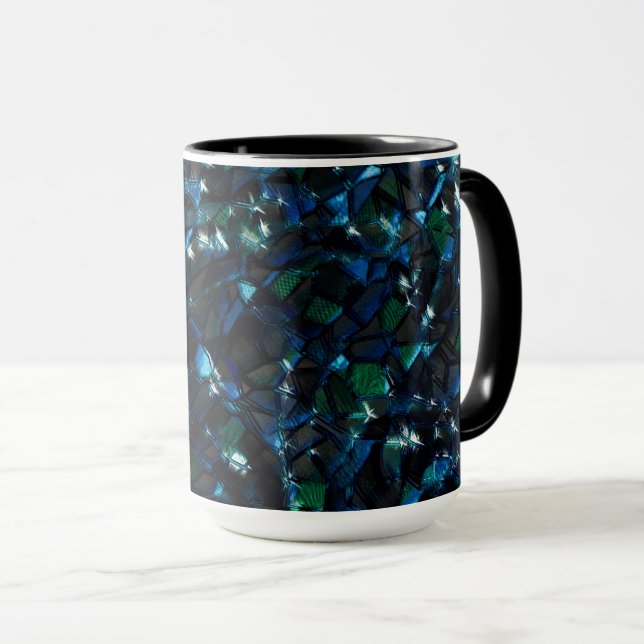 Weird mosaic over dark background and hazy sparkle mug (Front Right)