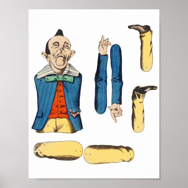 weird old man paper doll cut out poster (Front)