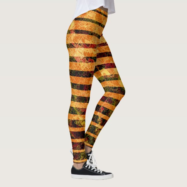Weird orange stripes, scratched small squares leggings (Right)
