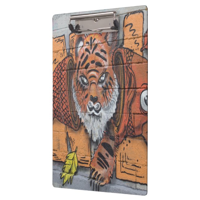 Weird Orange Tiger Fish Graffiti Clipboard (Left)