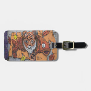 Weird Orange Tiger Fish Graffiti Luggage Tag