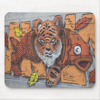 Weird Orange Tiger Fish Graffiti Mouse Pad