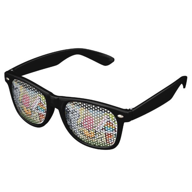Weird Pink Figure Of Fun Retro Sunglasses (Angled)