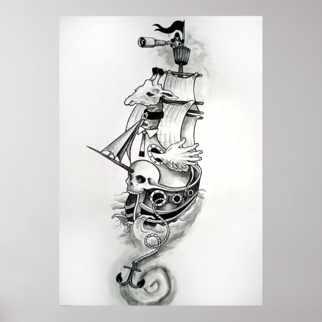 Weird Pirate Ship Poster (Front)