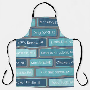 Weird Places Blue Geometric Pattern Apron