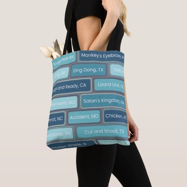 Weird Places Blue Geometric Pattern  Tote Bag (Close Up)