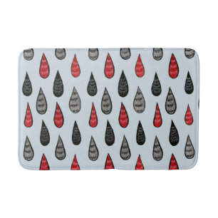 Weird Rain And Blood Drops Ink Pattern Red Black Bath Mat