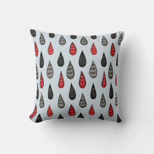 Weird Rain And Blood Drops Ink Pattern Red Black Cushion