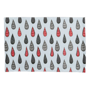 Weird Rain And Blood Drops Ink Pattern Red Black Pillowcase