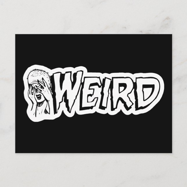 WEIRD - Retro Monster Girl Black & White Postcard (Front)