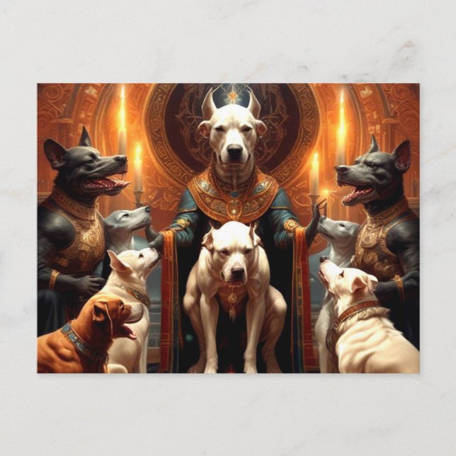 Weird Ritual Scene with Dogs Postcard (Front)