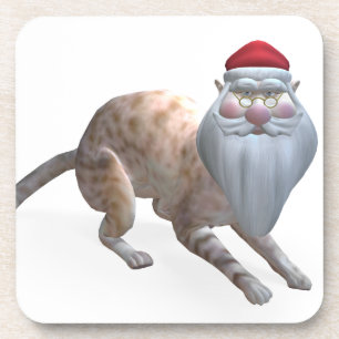 Weird Santa Claus Tiger Cat Coaster