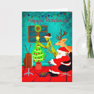 Weird Santa Praying Mantis Personalised Christmas Card