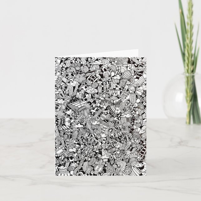 Weird Shapes Detailed Cartoon Folded Note Card (Front)