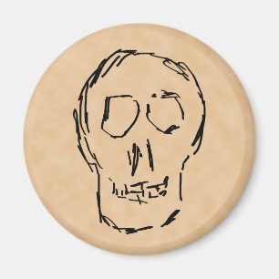 Weird Skull. Black. Sketch. Magnet