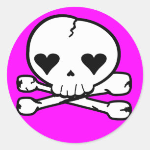 Weird Skull Goth Kawaii Style Classic Round Sticker