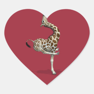 Weird Sportive Giraffe Heart Sticker