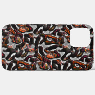 Weird stained red to coral texture carved in grey iPhone 12 pro max case