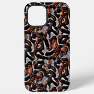 Weird stained red to coral texture carved in grey iPhone 12 pro max case