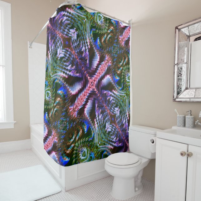 Weird 'stick design' formed from zigzag shower curtain (In Situ)