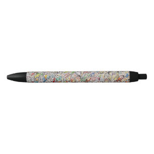 Weird Strange Cartoon Faces Illustration Black Ink Pen