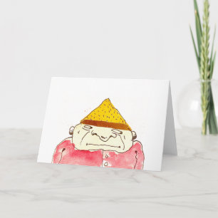 Weird Strange Cartoon Guy Folded Greeting Card