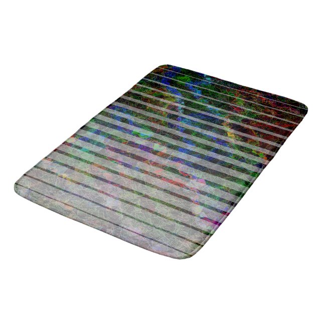 Weird stripes and scratched abstract small squares bath mat (Angled)