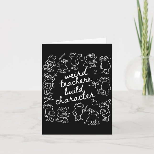 Weird teachers build character frog reading book card (Front)