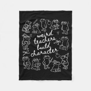 Weird teachers build character frog reading book fleece blanket