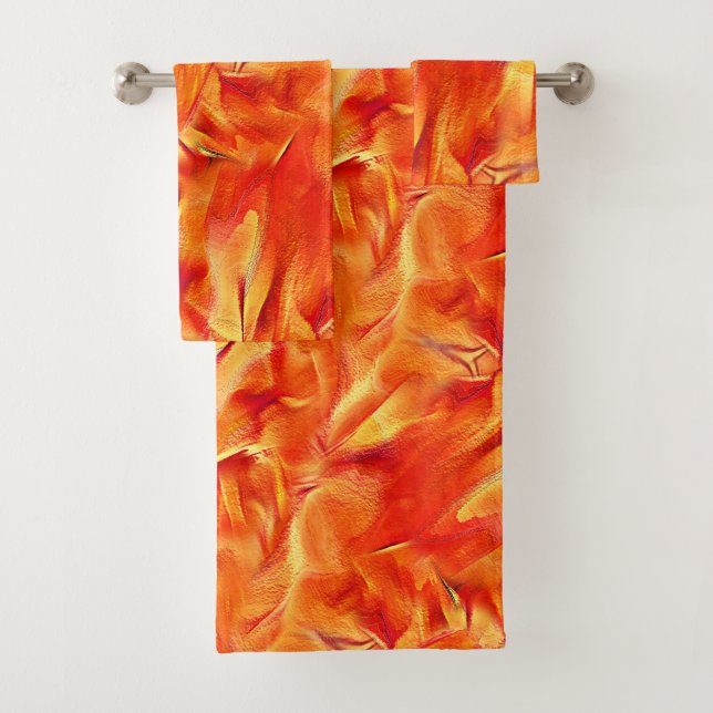 Weird texture very satin tone, much reddish golden bath towel set (Insitu)