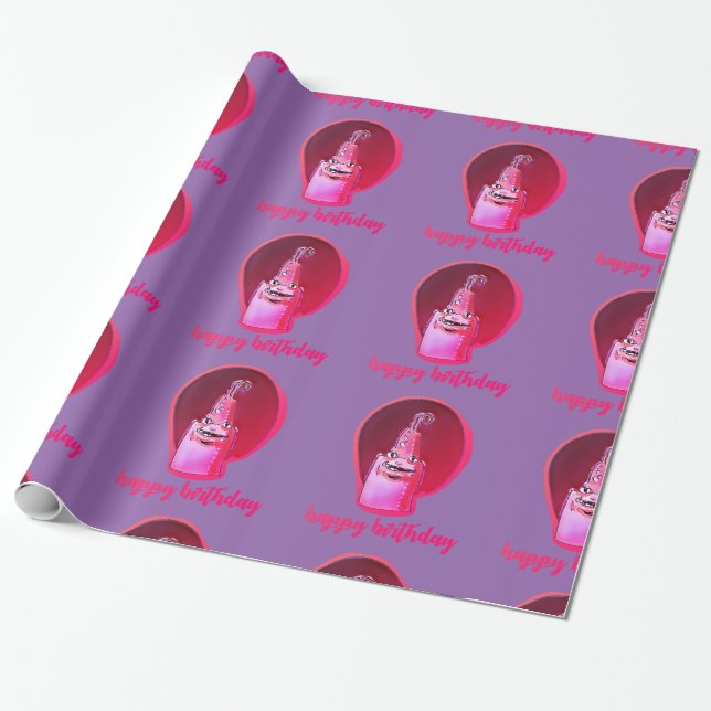 weird thing says happy birthday wrapping paper (Unrolled)