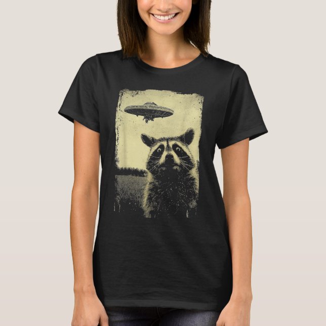 Weird UFO Racoon Alien T-Shirt (Front)