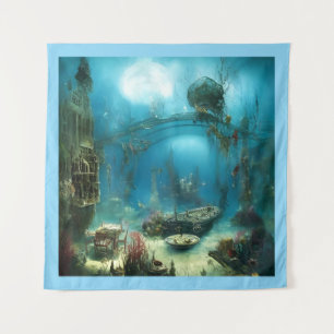 Weird underwater habitat clear blue  tapestry