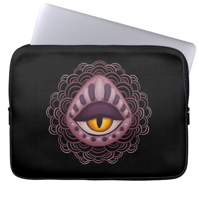 Weird Whimsical Spooky Eye Laptop Sleeve (Front)