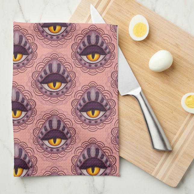 Weird Whimsical Spooky Eye Tea Towel (Quarter Fold)