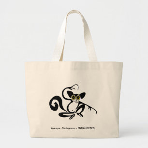 Weird wildlife -AYE-AYE -Endangered species- Large Tote Bag