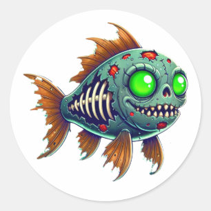 Weird Zombie Fish from the Abyss Classic Round Sticker