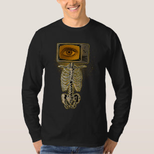 Weirdcore Skeleton TV Head Cosplay X ray Radiology T-Shirt