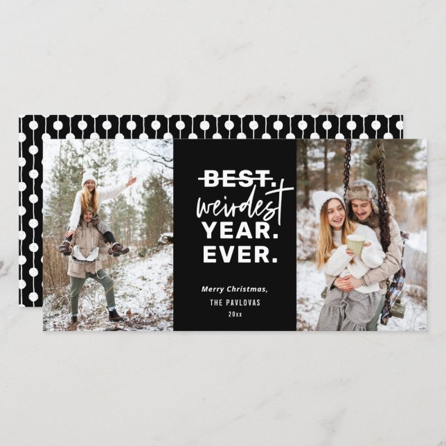 Weirdest Year Ever 2020 Humour Black Holiday Card (Front/Back)