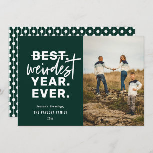 Weirdest Year Ever Humour Green Holiday Card