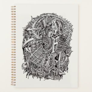Weirdhead, ink drawing planner