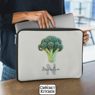 Weirdly Elegant Minimalist Crochet Broccoli Name  Laptop Sleeve